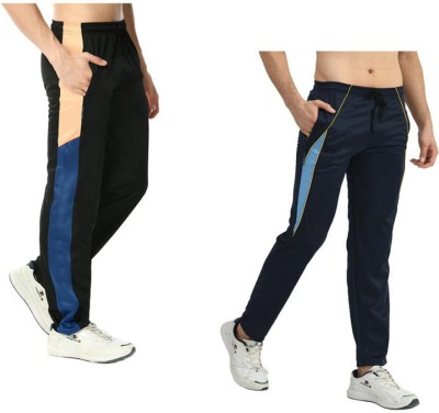 Indistar Colorblock Men Blue, Black Track Pants