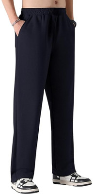 Mehrang Solid Men Dark Blue Track Pants