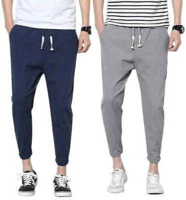 Fabrictown Solid Men Grey, Dark Blue Track Pants