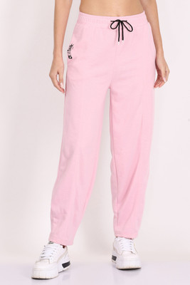CLOTHINK India Solid Women Pink Track Pants