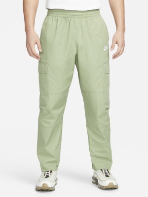NIKE Club Woven Cargo Solid Men Green Track Pants