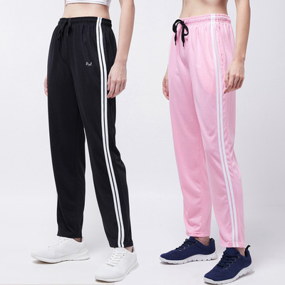 Pivl Striped Women Black, Pink Track Pants