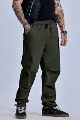 Tribe Solid Men Green Track Pants
