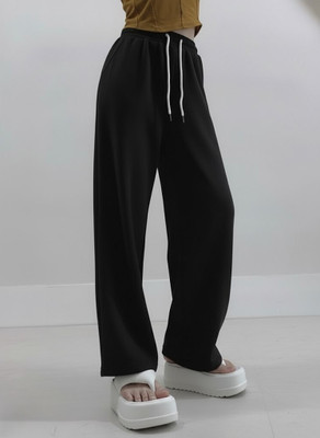 Dockstreet Solid Women Black Track Pants