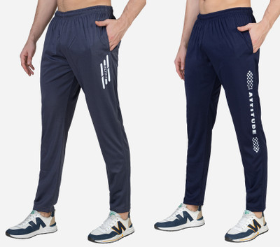 Zeffit Printed Men Grey, Dark Blue Track Pants