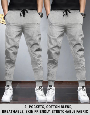 TRIPR Solid Men Grey Track Pants