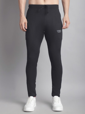 MACK JONNEY Solid Men Black Track Pants