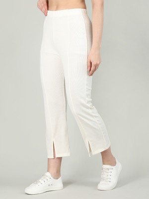 CHKOKKO Self Design Women White Track Pants