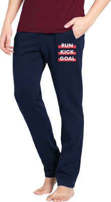 Peach Blossom Printed Men Blue Track Pants