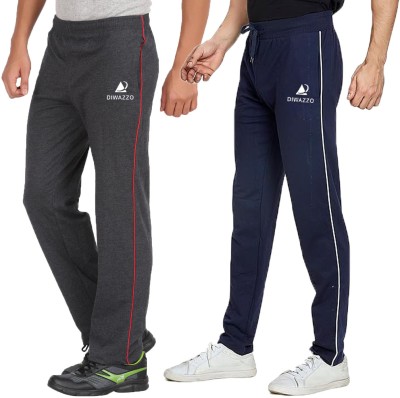 Diwazzo Striped Men Grey, Blue Track Pants