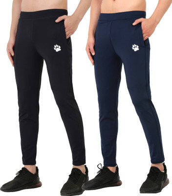 Wolf Runner Solid Men Black, Blue Track Pants