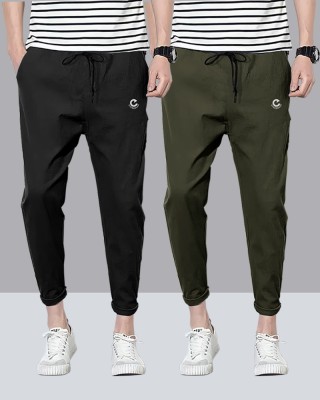 EyeBogler Solid Men Olive, Black Track Pants