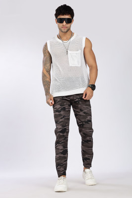 24 Street Printed Men Grey Track Pants