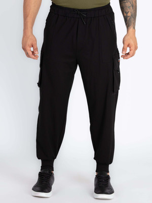 Status Quo Self Design Men Black Track Pants