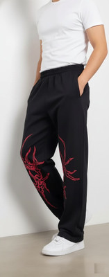 Nikolov Printed Men Black Track Pants