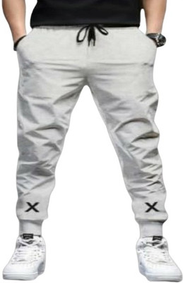 BM TEX Printed Men Grey Track Pants