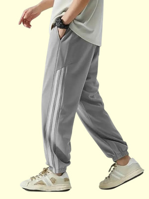 Novus Knitting Striped Men Grey Track Pants