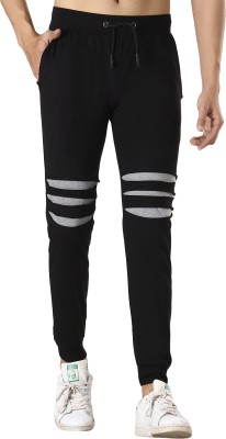 Black Collection Solid, Striped Men Black, Grey Track Pants