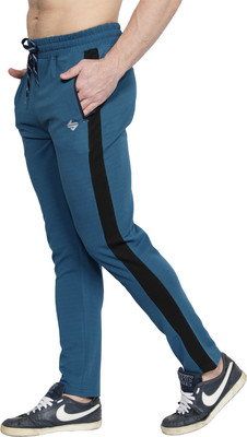 John Ally Striped Men Light Blue Track Pants