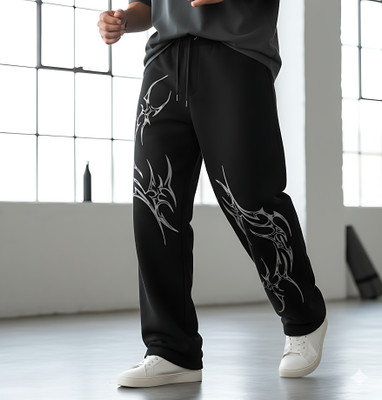 Whizzer Printed Men Black Track Pants