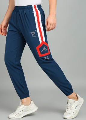 YUNEK Solid, Striped Men Blue Track Pants