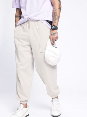Glitchez Solid Men Grey Track Pants