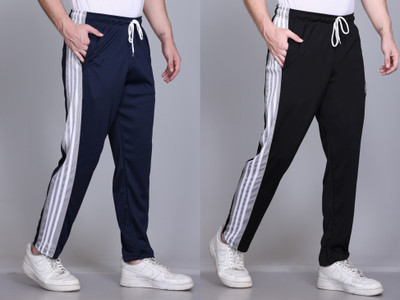 HVBK Solid Men Black, Blue Track Pants