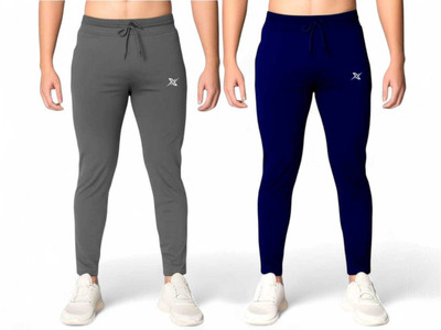 LOTEX Solid Men Grey, Blue Track Pants