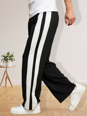 Jump Cuts Solid Men Black Track Pants