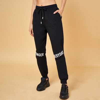 Ajile By Pantaloons Printed Women Black Track Pants