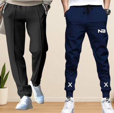 NB NICKY BOY Solid Men Black, Dark Blue Track Pants