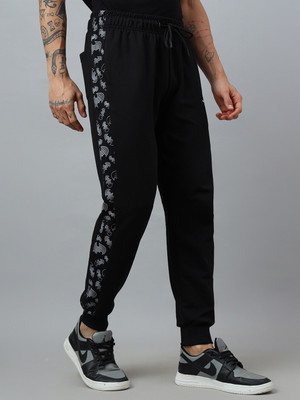 Free Authority Printed Men Black Track Pants