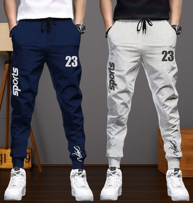 Lieo Trend Solid Men Blue, Grey Track Pants