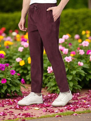 SB Trend Solid Men Maroon Track Pants