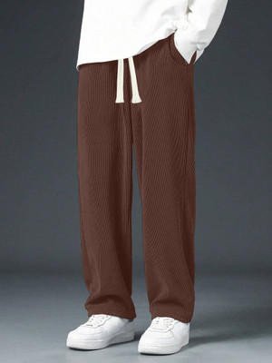 KAJARU Solid Men Brown Track Pants