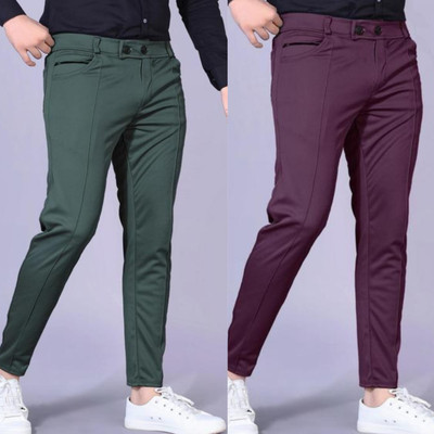 Eetma Solid Men Maroon, Dark Green Track Pants