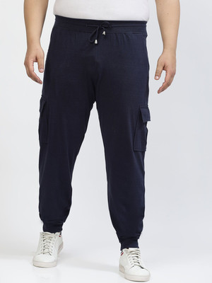 PLUSS Solid Men Blue Track Pants