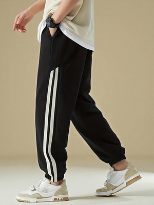 NIVEDANM Self Design Men Black Track Pants