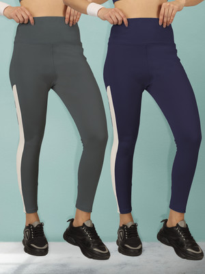 BEYOGINI Solid Women Grey, Blue Tights