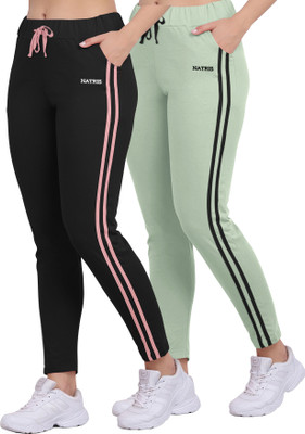 NATRIS Solid, Striped Women Multicolor Track Pants