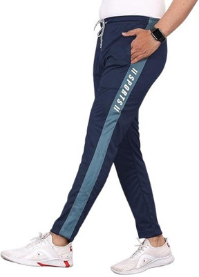 Cronix Striped Men Dark Blue Track Pants