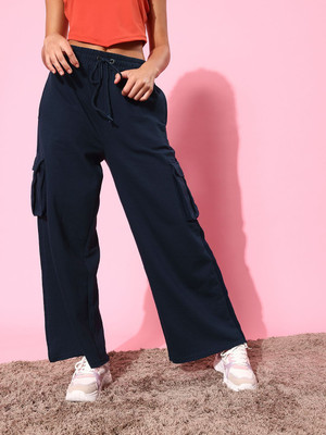 Roadster Solid Women Dark Blue Track Pants