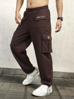 Hubberholme Solid Men Brown Track Pants