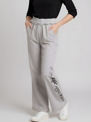 Glitchez Graphic Print Women Grey Track Pants