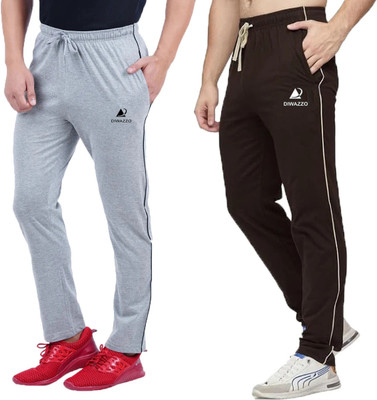Diwazzo Solid Men Silver, Black Track Pants