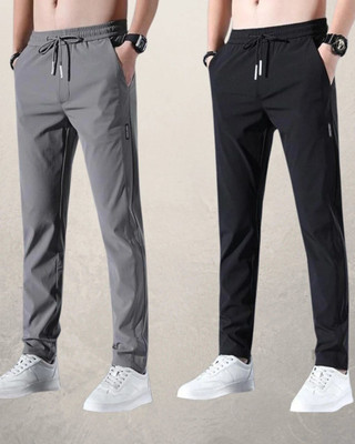 FICKA Solid Men Black, Grey Track Pants
