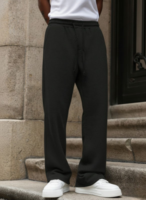 Dockstreet Solid Men Black Track Pants