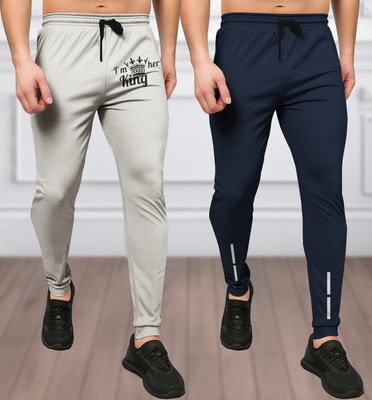 TENRUN Printed Men Grey, Dark Blue Track Pants