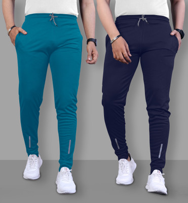 Z-DEVIL Self Design Men Blue, Dark Blue Track Pants