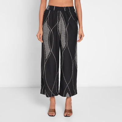 Rangmanch by Pantaloons Printed Women Black Track Pants